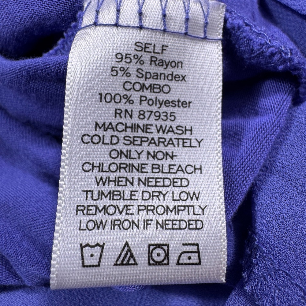 LOGO Lori Goldstein Women's Tunic Top Purple Medium V-Neck Pockets Ruffle Hem - Picture 6 of 6